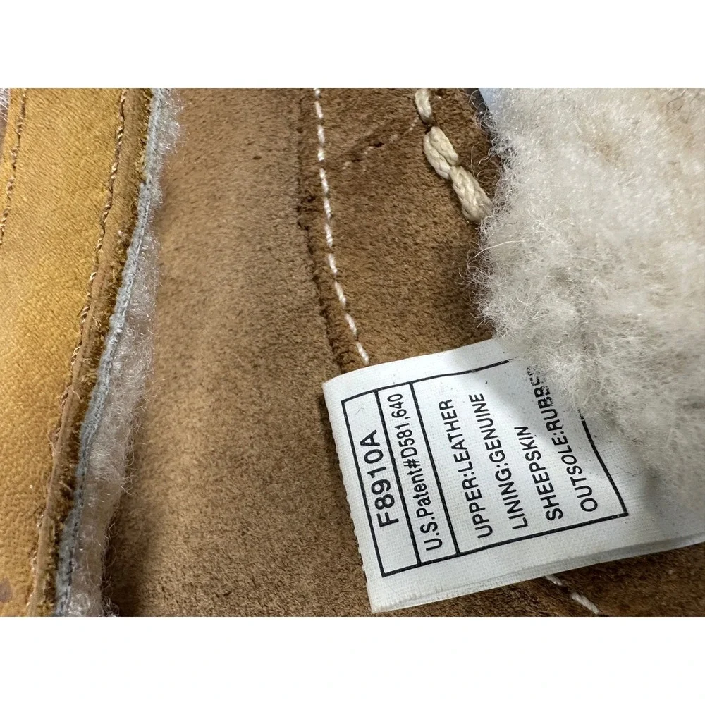 UGG Australia 1791 Leather Shearling Lined Thong Sandals Brown Mens 8 Womens 9.5